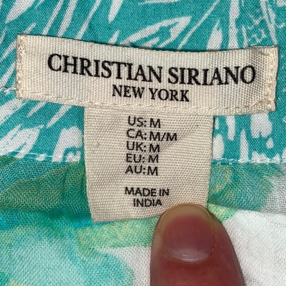 Christian Siriano Sleeveless Green Top With Plant Print Size Medium - Picture 2 of 8